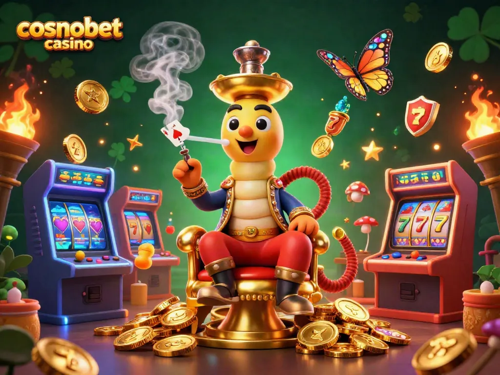 Experience the excitement at cosmobet casino with a whimsical 3D illustration capturing vibrant gaming elements.