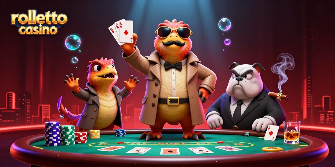 Experience thrilling poker action at rolletto casino with playful raptors sneaking into the VIP area.