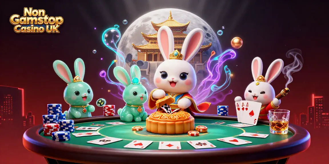Experience thrilling gameplay at a Non Gamstop Casino UK with a vibrant lunar-themed illustration.