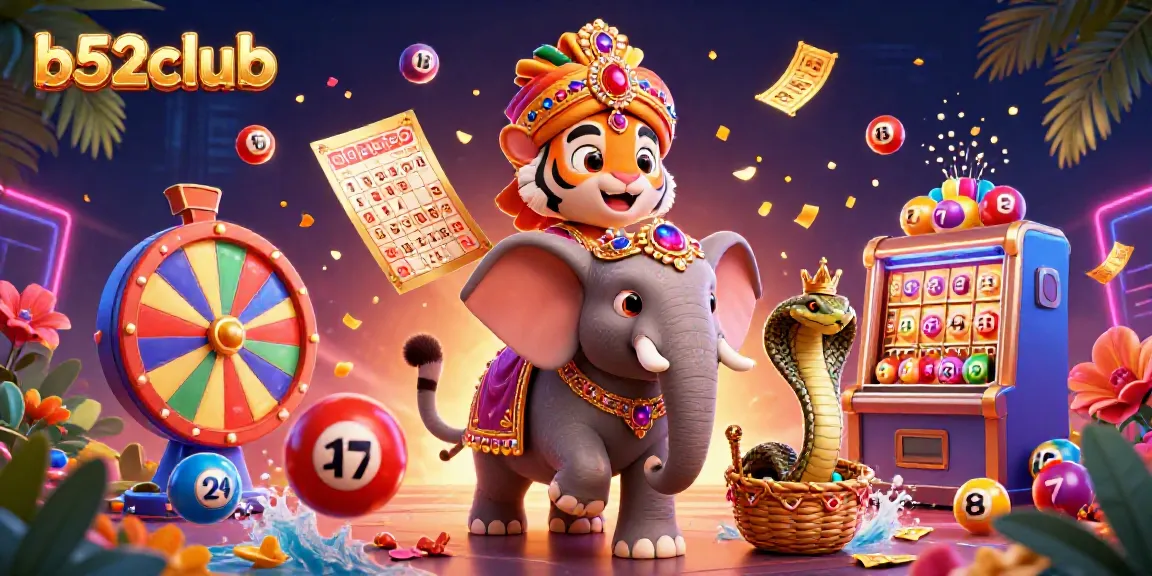 Experience thrilling games at b52club with dynamic elements showcasing vibrant lottery balls and exciting casino features.