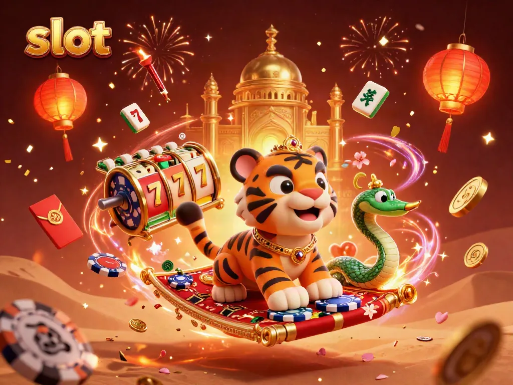 Experience thrilling casino action with slot elements in this vibrant 3D illustration.